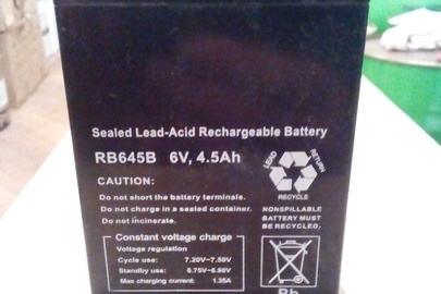 Акумуляторні батареї RB305B 6v 3,0Ah в кількості 20 шт. та акумуляторні батареї RB654B 6v 4,5Ah в кількості 39 шт