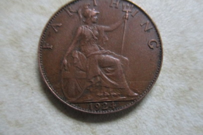 Монета з написом "FARTHING", 1924 рік, 1 шт.