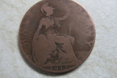 Монета з написом "HALF PENNY", 1917 рік, 1 шт.