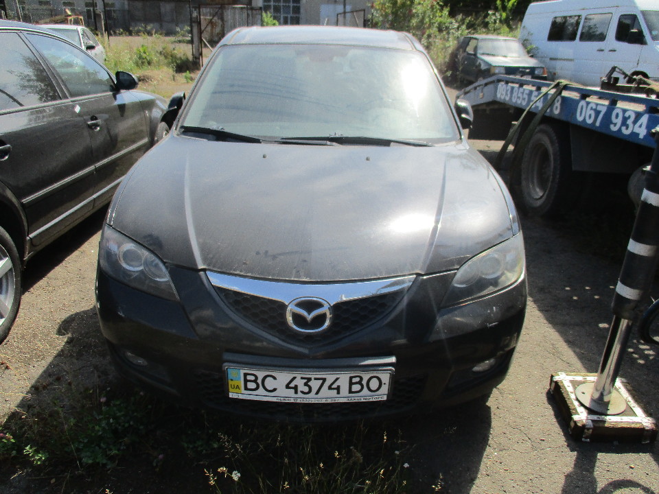 Автомобіль марки MAZDA 3, 2008 р.в., ДНЗ ВС4374ВО, куз.№ JMZBK12Z501760467, чорного кольору, бензин