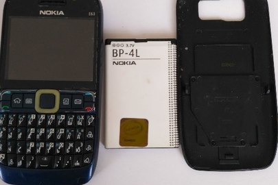 Мобільний телефон "Nokia-Е63-1", ІМЕІ: 35683602005409, з батареєю живлення, має потертості на екрані та кнопках, б/в