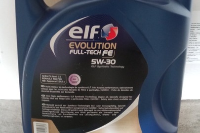 Моторне мастило марки «ELF Evolution Full-tech FE 5W-30» в пластмасових каністрах об'ємом 5 л, 12 каністр