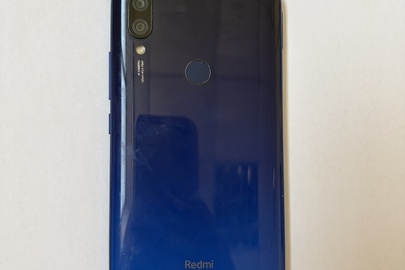 Конфісковане майно за рішенням суду: мобільний телефон Redmi 7 IMEI1 867204042456939, IMEI2 867204042456947, синього кольору, б/в