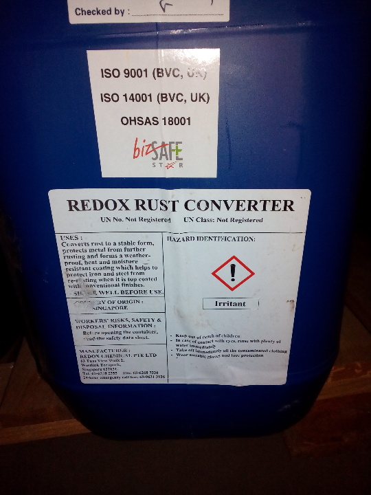 Хімічна рідина REDOX RUST CONVERTER у кількості 75 л