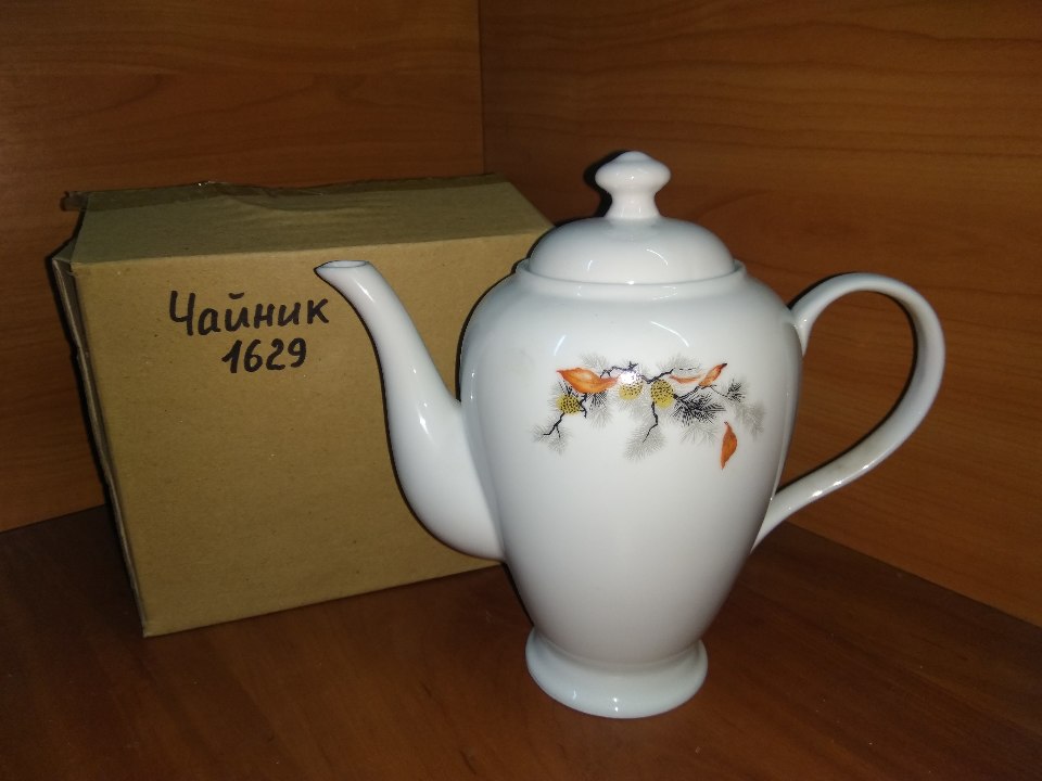 Чайники керамічні білого кольору з візерунком, маркування 1629, 360шт (60 коробок по 6шт)