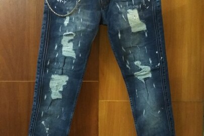 Штани джинсові, чоловічі, синього кольору, іноземного виробництва у кількості 8 шт