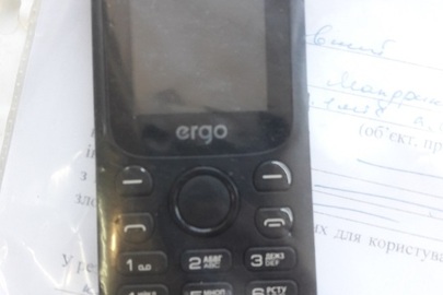 Мобільний телефон  "Ergo",  IMEI: відсутній, чорного кольору