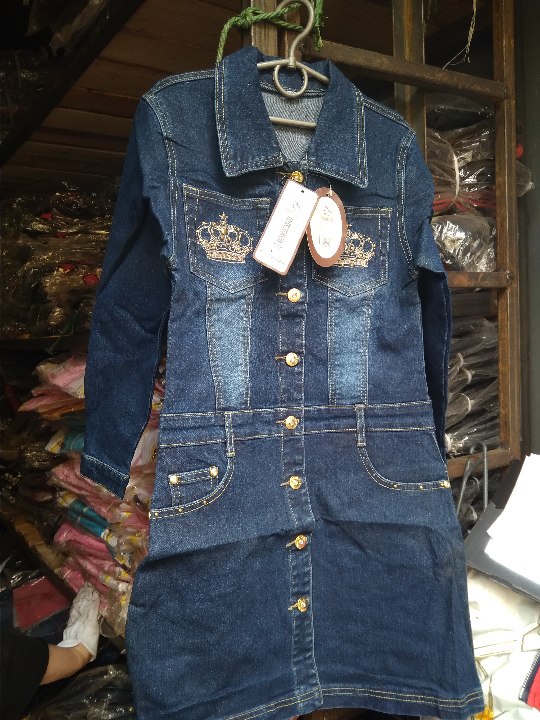 Плащ джинсовий дитячий (дівч.), синього кольору, м3390, м3391, розмір S, M, L, 60 шт.