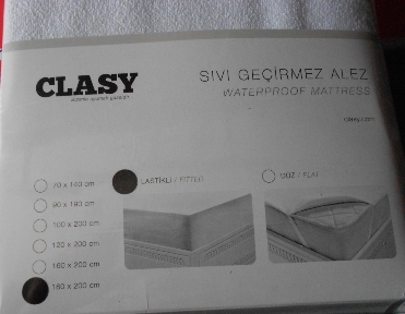 Простирадло водозахисне білого кольору на резинці по периметру TM CLASY, розміром 180*200 см., в кількості 10 шт.
