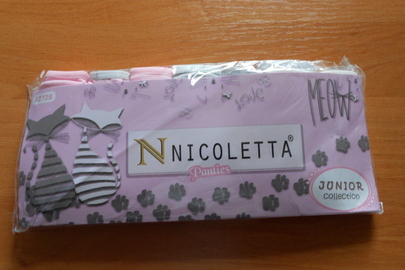 Спідня білизна жіноча (дитяча) TM Nicoletta серії "Junior collection", склад 100% бавовна, в кількості 10 упаковок по 7 штук в кожній
