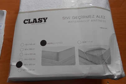 Простирадло водозахисне білого кольору на резинці по периметру TM CLASY, розміром 160*200 см., в кількості 5 шт.
