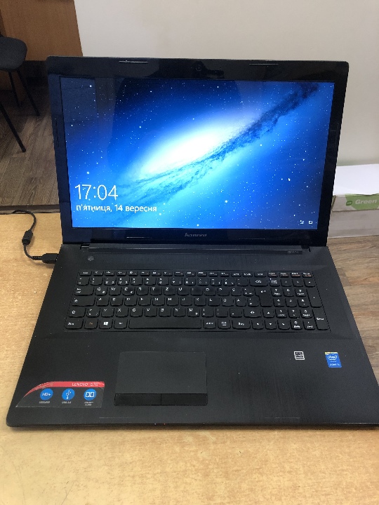 Ноутбук марки Lenovo G70-80, чорного кольору, S/N PF0P1FBY, MTM: 80FF00NPGE, був у використанні, зарядний пристрій наявний, ноутбук вмикається
