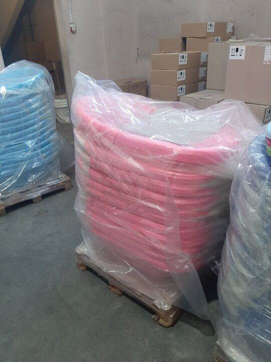 Дитячі ванночки зі зливом та коропом «Dünya Plastik»  рожевого кольору, V: 35 л, артикул 12004, у використанні не були у кількості 145 шт.