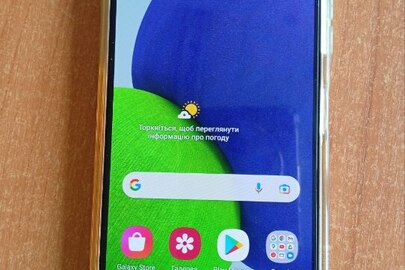 Мобільний телефон марки "Samsung Galaxy A 22" в чохлі IMEI1:355321171827358/01, IMEI2:357899201827356/01, б/в