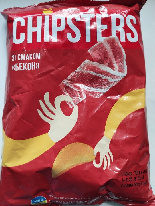 Chipster's чипси Картопляні зі смаком « Бекон» 70г, у кількості – 3шт