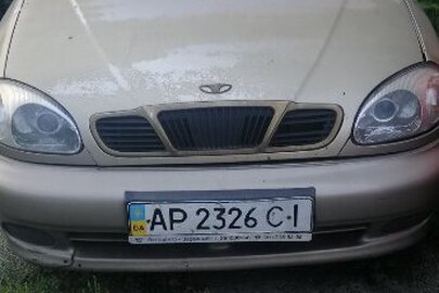 Легковий автомобіль ЗАЗ TF698K, державний номер АР2326СІ, рік випуску 2012, номер кузова (шасі, рама) Y6DTF698KD0317829