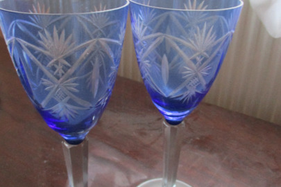 Бокали скляні, синього кольору, великі, Б/К, 2шт.