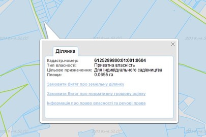 Земельна ділянка, загальною площею 0.0655 га, кадастровий № 6125289800:01:001:0604, що знаходиться за адресою: Тернопільська обл., Тернопільський р-н, Шляхтинецька сільська рада