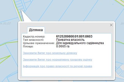 Земельна ділянка, загальною площею 0.0665 га, кадастровий № 6125289800:01:001:0603, що знаходиться за адресою: Тернопільська обл., Тернопільський р-н, Шляхтинецька сільська рада