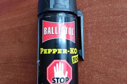 Конфісковане майно за рішенням суду: аерозольний балон «PEPPER-KO» марки «Ballisto», б/в