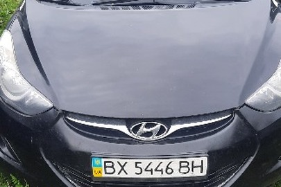Легковий автомобіль "HYNDAI ELANTRA", 2012 року випуску, VIN KMHDH41CACU518504, реєстраційний номер - ВХ5446ВН, чорного кольору