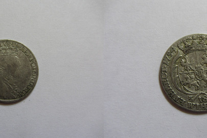 Монета  "орт-тифм (18 грошей) коронний 1754"
