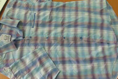 Рубашка чоловіча ESTE, синьо-фіолетового кольору в клітинку, розмір - ХXL, в кількості 1 шт.