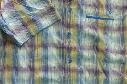 Рубашка чоловіча ESTE, синьо-жовтого кольору в клітинку, розмір - L, в кількості 1 шт.
