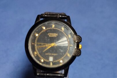 Годинник наручний чоловічий з ременем чорного кольору марки CITIZEN, новий