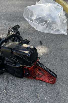 Конфісковане майно за рішенням суду : бензопила помаранчевого і чорного кольору, без маркування, 1 шт., б/в