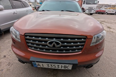 Транспортний засіб - автомобіль марки INFINITI, модель FX35, шасі (кузов, рама) JN1TANS50U0006894, 2008 р.в., тип – ЗАГАЛЬНИЙ ЛЕГКОВИЙ – ЗАГАЛЬНИЙ УНІВЕРСАЛ-В, колір – ОРАНЖЕВИЙ, державний номер АІ3353НК