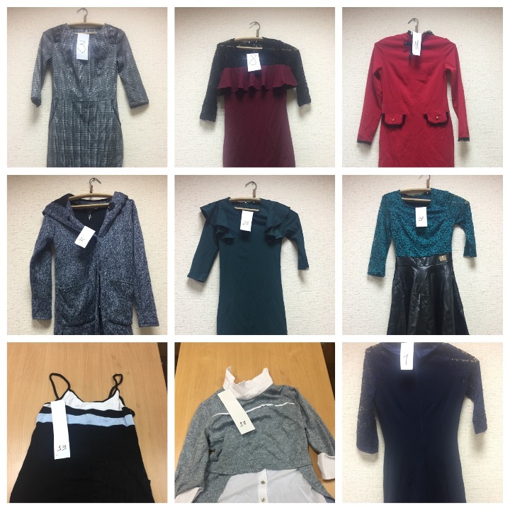 Жіночі плаття в асортименті у кількості 30 шт.; жіночі блузки в асортименті у кількості 8 шт.