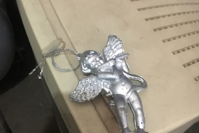 Декоративна фігурка "Ангел із трубою", сріблястого кольору