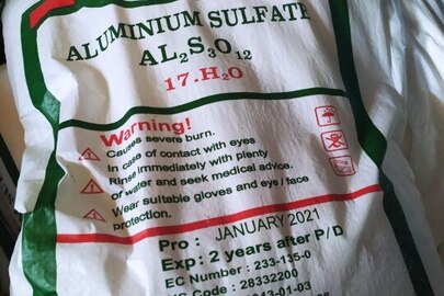 Сульфат алюмінію "ALUMINIUM SULFATE" 40 мішків по 25 кг/1000 кг, б/в