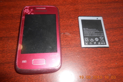 Мобільний телефон "Samsung GT-S6102", ІМЕІ: 353168/05/57329119 та акумуляторна батарея до нього (Models: S5660)