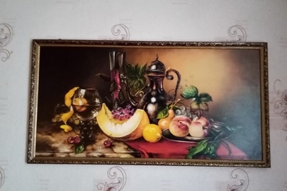 Настінна картина в пластиковій рамці на фанерній основі з зображенням фруктів