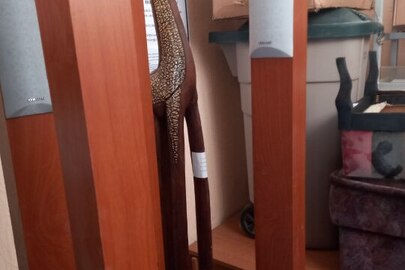 Конфісковане майно за рішенням суду: Акустична система «ORION», у складі чотири колонки та один сабвуфер  з дерева коричневого кольору, модель NT832, серійний номер відсутній, б/в