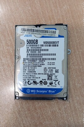 Конфісковане майно за рішенням суду: жорсткий диск "WD Scorpio" Blue, s/n WX31EC0H9451, б/в, 1 шт.
