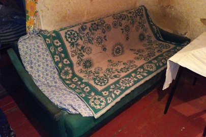 Дерев’яний диван обшитий тканиною зеленого кольору ,б/у