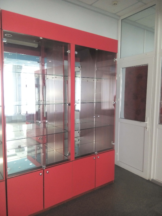 Cтелаж для торгівлі, червоного кольору, з двома відділеннями