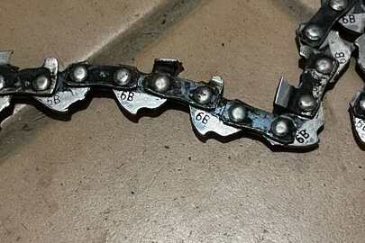 Конфісковане майно за рішенням суду: ланцюги до шини із маркуванням "6В, 3, 6В, 1А" в кількості 4 шт., б/в