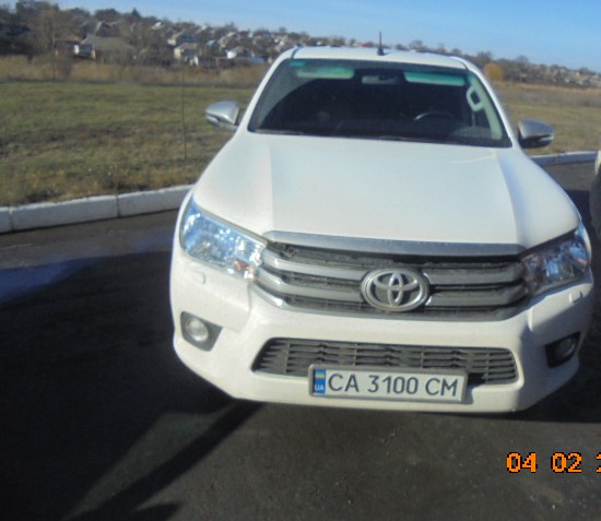 Вантажний автомобіль пікап TOYOTA HILUX, ДНЗ: СА3100СМ, № кузова: MR0НВ3CD100407808, 2017 р.в., білого кольору