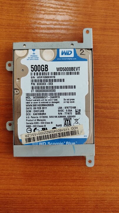 Жорсткий диск WD Scorpio об'ємом памяті 500 Gb, б/в