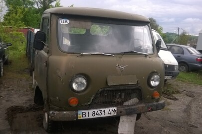 Вантажний бортовий автомобіль УАЗ 330301, державний номер ВІ8431АМ, зеленого кольору, 1987 року випуску, кузов №23185/1(076214)