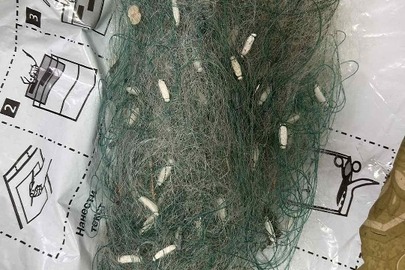 Конфісковане майно за рішенням суду: мисинова риболовна сітка загальною довжиною 17 метрів, висотою 90 см, розмір вічка 35 мм, була у використанні