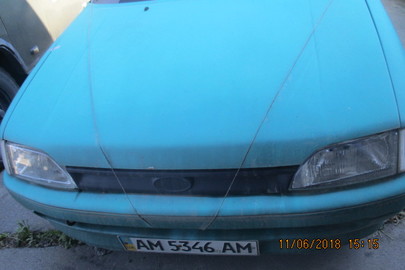 Колісний транспортний засіб: легковий седан - В, марка  FORD, модель Orion CLX, ДНЗ АМ5346АМ, кузов № VS6FXXWPAFNS75852, рік випуску 1992, колір зелений