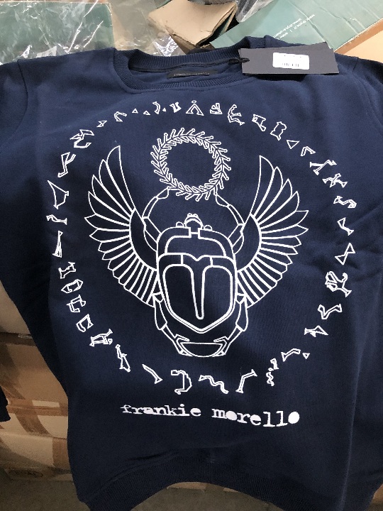 Чоловічі светри та футболки з довгим рукавом, різних видів та розмірів, торгівельної марки «FRANKIE MORELLO», нові, загальна кількість 80 шт.