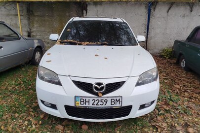 Транспортний засіб марки MAZDA, модель: 3, категорія: легковий, рік виробництва: 2007, колір – БІЛИЙ, VIN/ номер кузова: JM7BK326781369200, реєстраційний номер: ВН2259ВМ