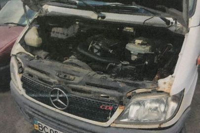 Транспортний засіб марки Mercedes Benz 313 CDI, реєстраційний номер ВС0553СМ, 2005 року випуску, білого кольору, №куз. WDB9036631R867134, дизель