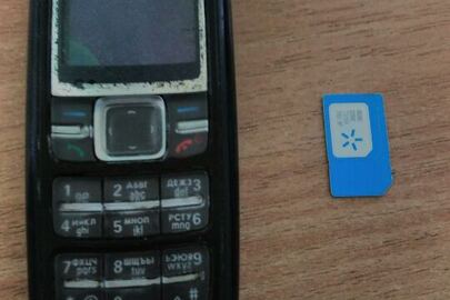 Мобільний телефон марки "Нокія"моделі "1600" з IMEL:352795056695744 без батареї та Сім-картка "Київстар"